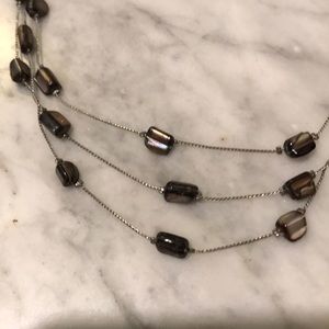 J. Jill Jewelry - J. Jill Brown beads on a silver colored necklace J. Jill Jewelry - J. Jill Brown beads on a silver colored necklace